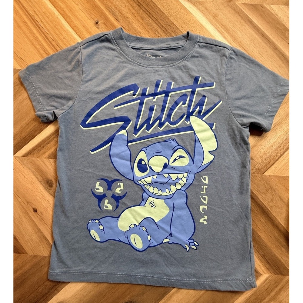 Disney Womens XS Graphic Stitch Light Blue‎ Baby Tee Crop Top Cartoon NWOT